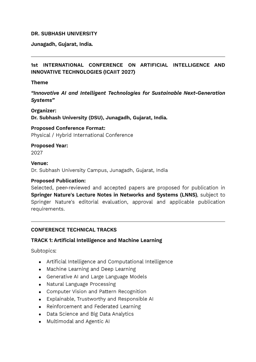 ICAIIT 2027 – International Conference on Artificial Intelligence and ...